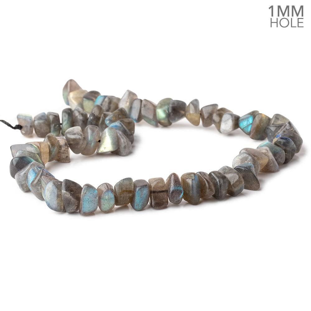 Matte Labradorite center drilled tumbled nuggets 16 inch 60 beads 1mm large hole - The Bead Traders