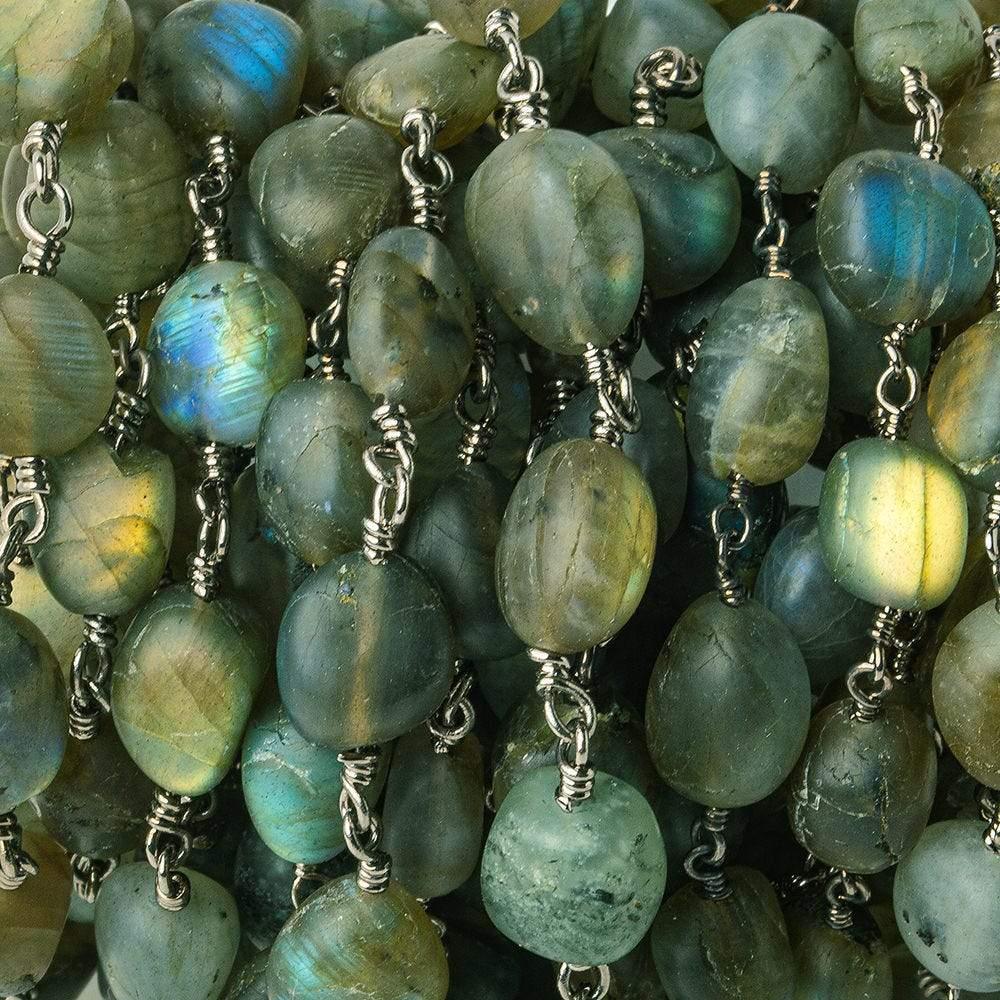 Matte Labradorite plain nugget Black Gold plated Chain by the foot - The Bead Traders