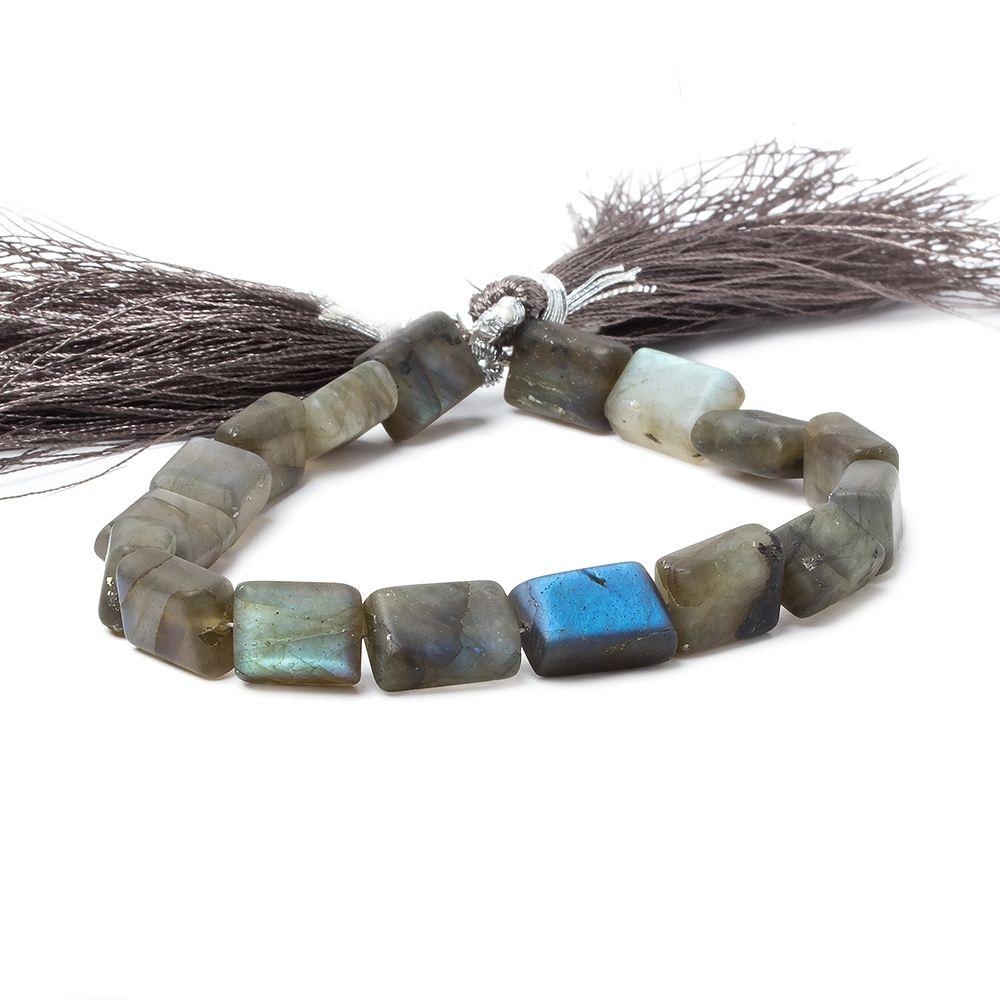 Matte Labradorite plain rectangle beads 7 inch 18 beads 7x9-7x10mm - The Bead Traders