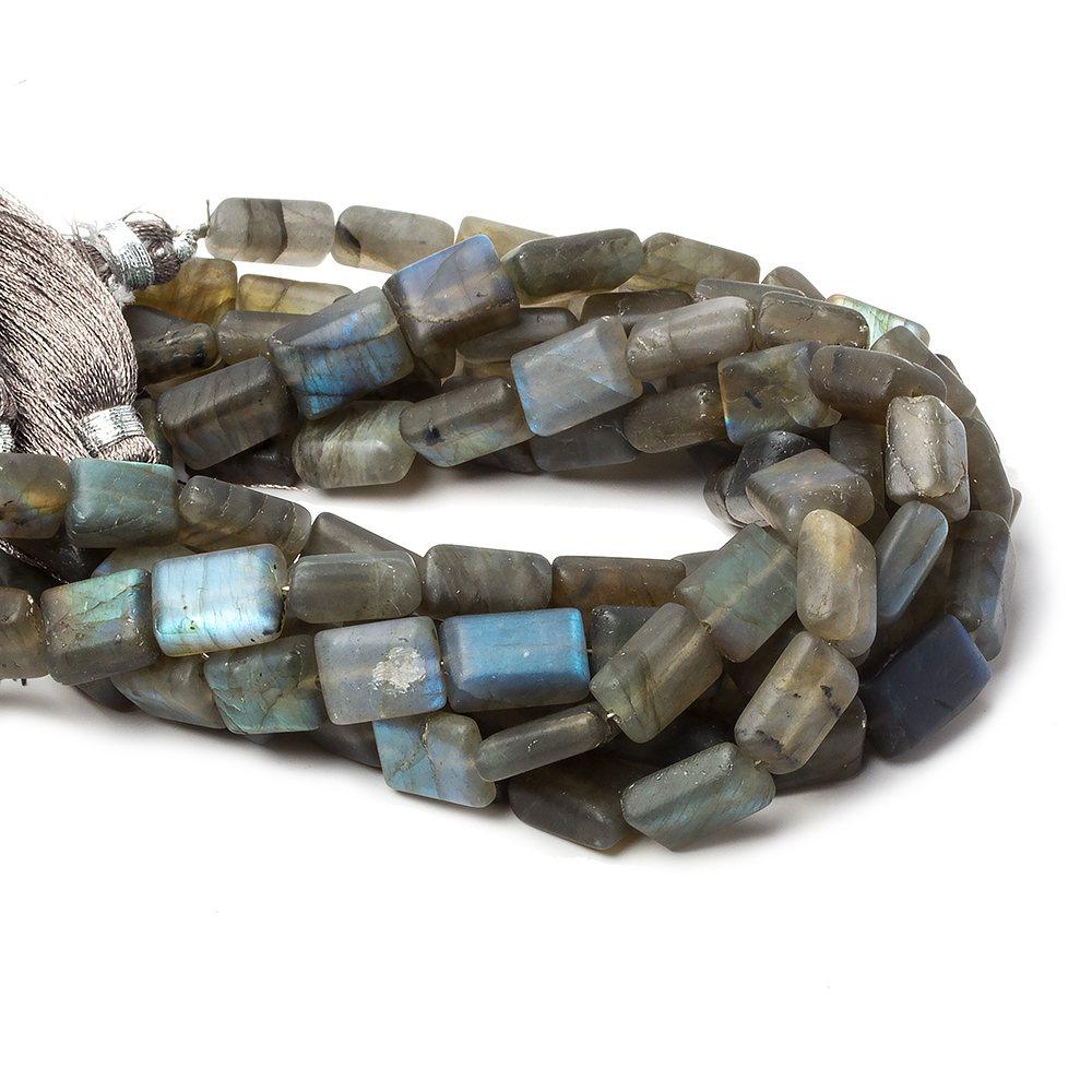 Matte Labradorite plain rectangle beads 7 inch 18 beads 7x9-7x10mm - The Bead Traders