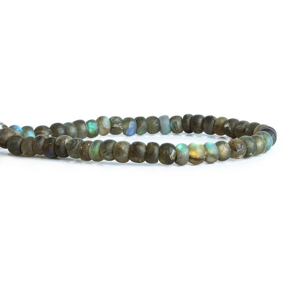 Matte Labradorite plain rondelle beads 7.5 inch 39 beads 6-6.5mm average - The Bead Traders