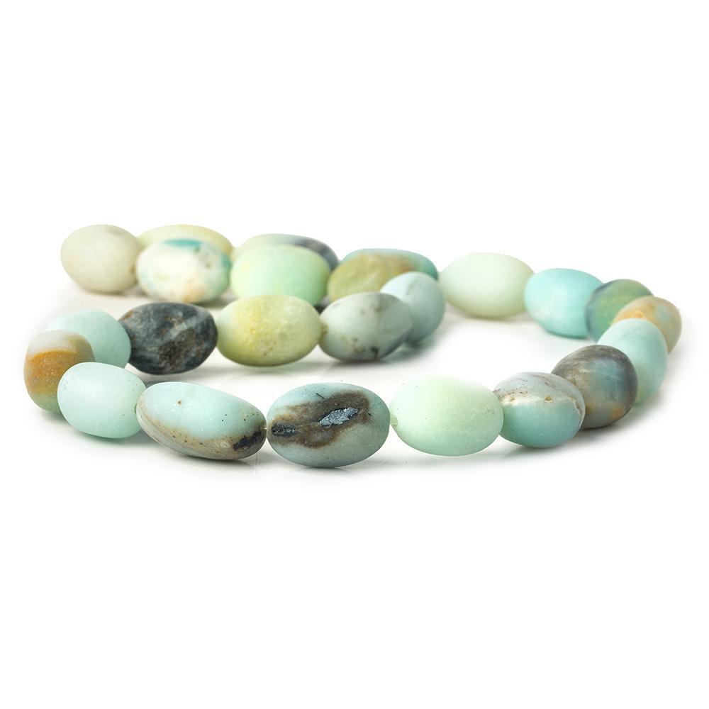 Matte Multi Color Amazonite plain oval nuggets 15 inch 24 beads 15x11mm average size - The Bead Traders