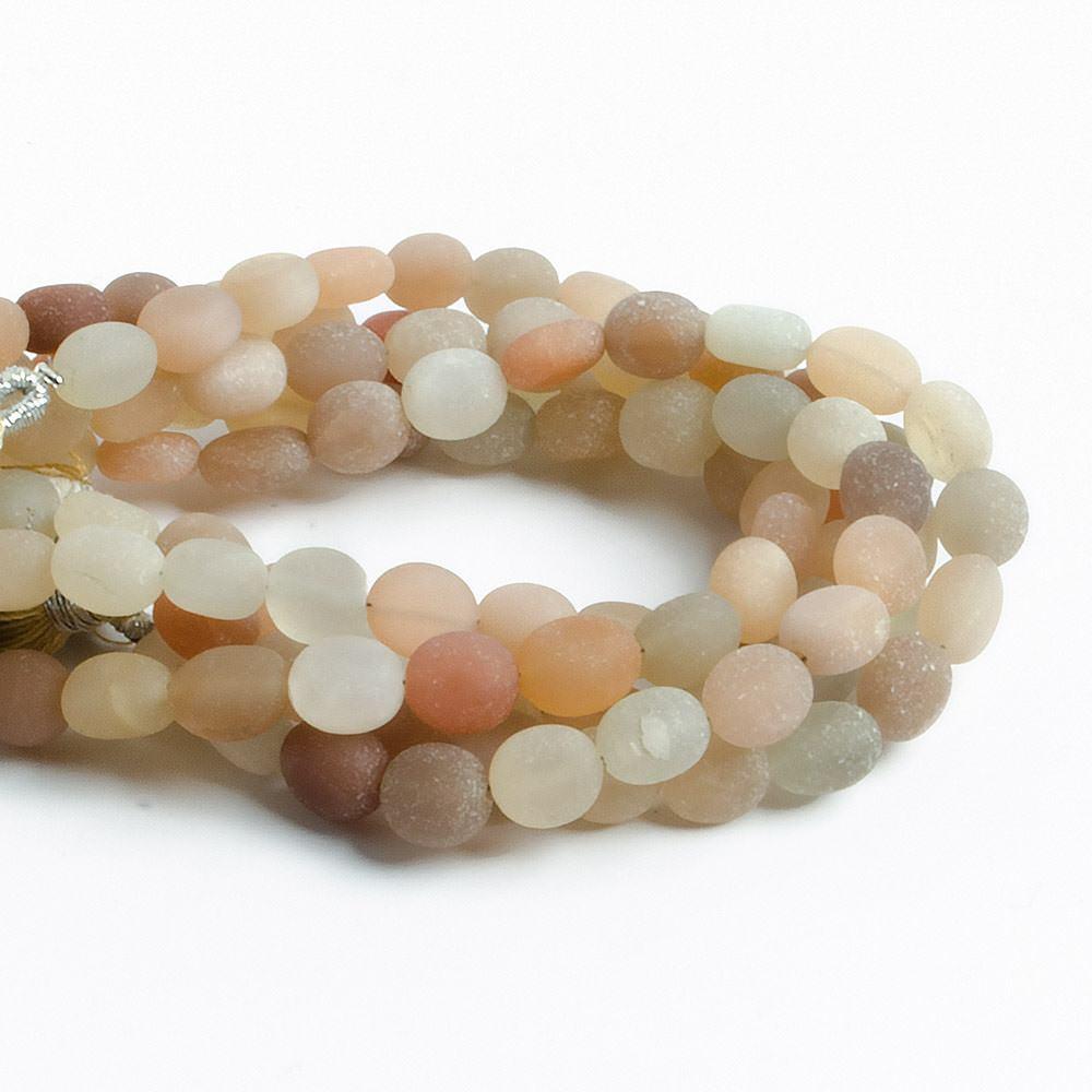 Matte Multi Color Moonstone plain nugget beads 7.5 inch 24 pieces - The Bead Traders