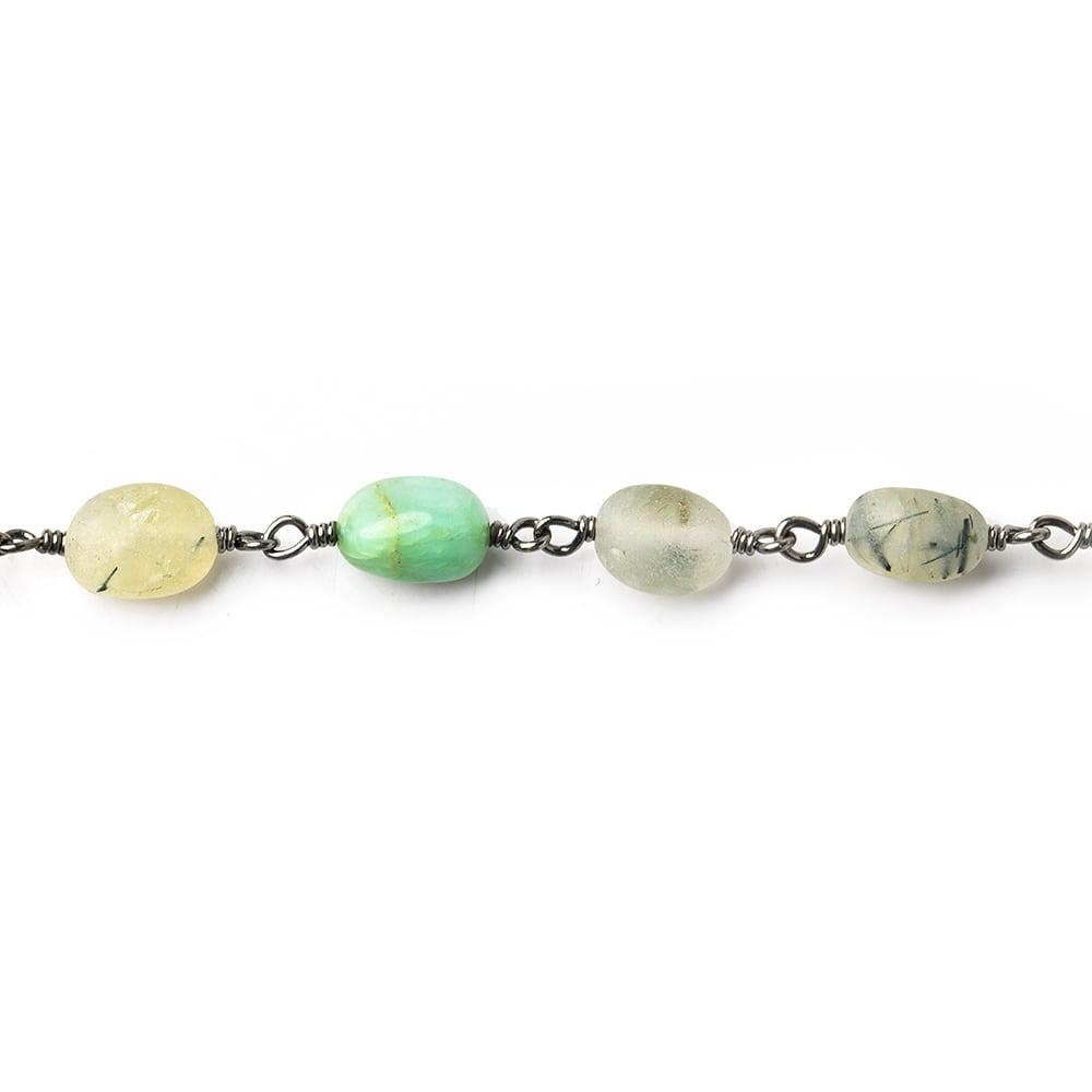 Matte Multi Gemstone plain nugget Black Gold plated Chain by the foot 6x5-9x6mm - The Bead Traders