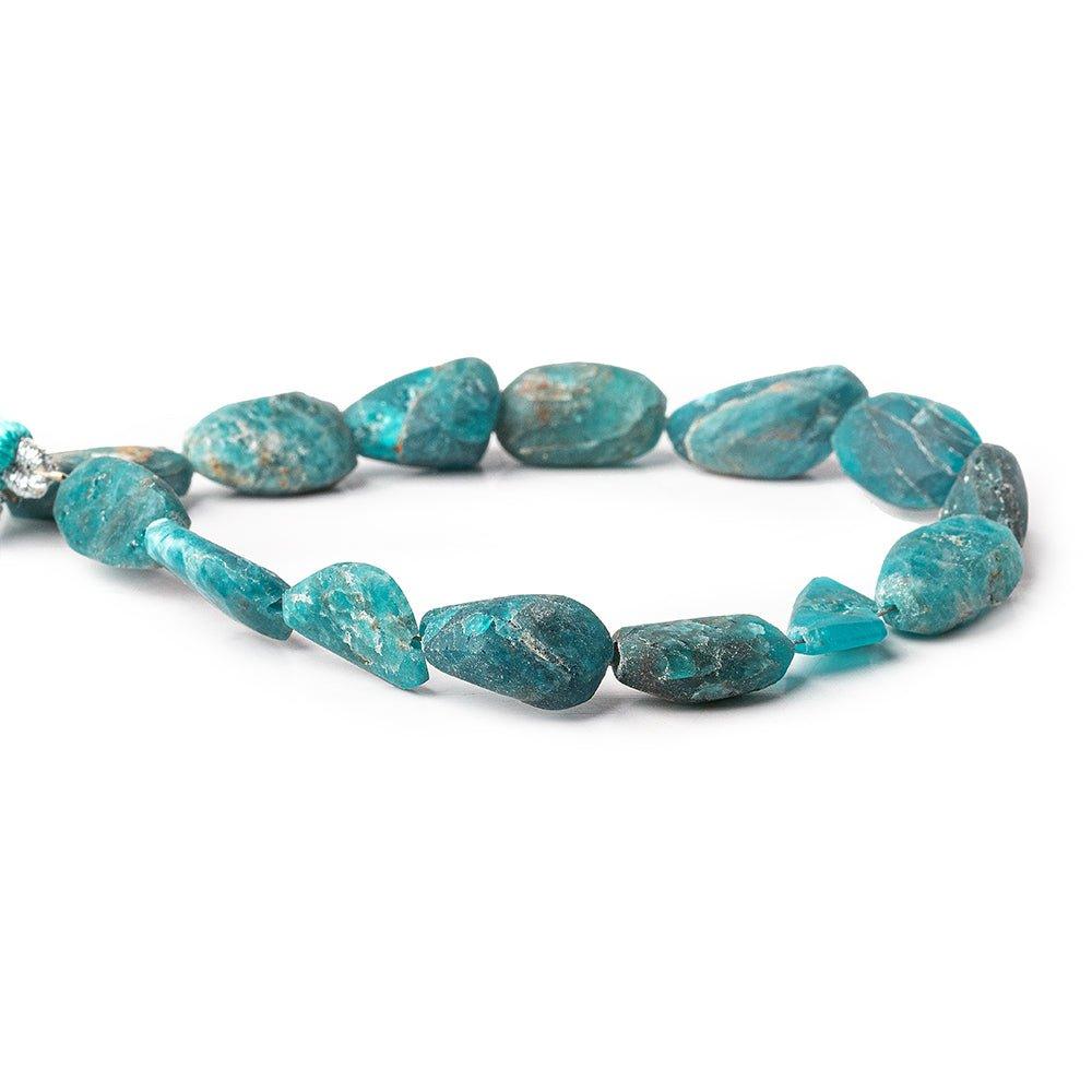Matte Neon Apatite plain nugget beads 17 pieces 7 inch 10x9-13x9mm - The Bead Traders