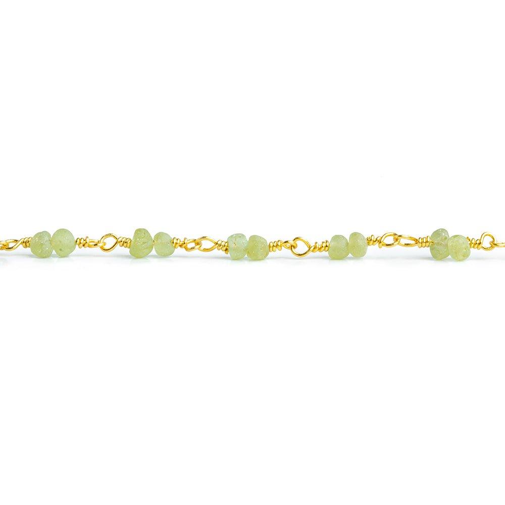 Matte Peridot Double Rondelle Gold plated Chain by the Foot 54 pieces - The Bead Traders