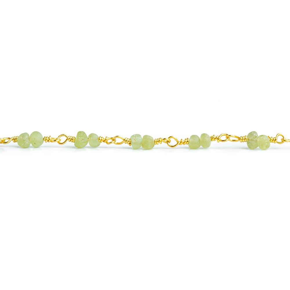 Matte Peridot Double Rondelle Gold plated Chain by the Foot 54 pieces - The Bead Traders
