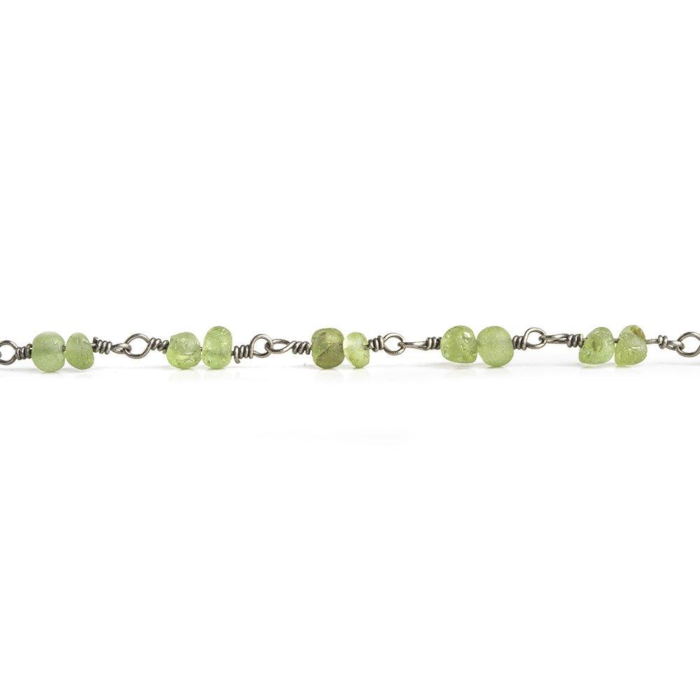 Matte Peridot Plain Rondelle Black Gold Chain by the Foot 60 pieces - The Bead Traders