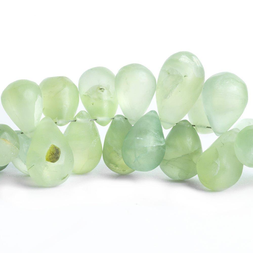 Matte Prehnite Plain Teardrop Beads 8 inch 53 pieces - The Bead Traders