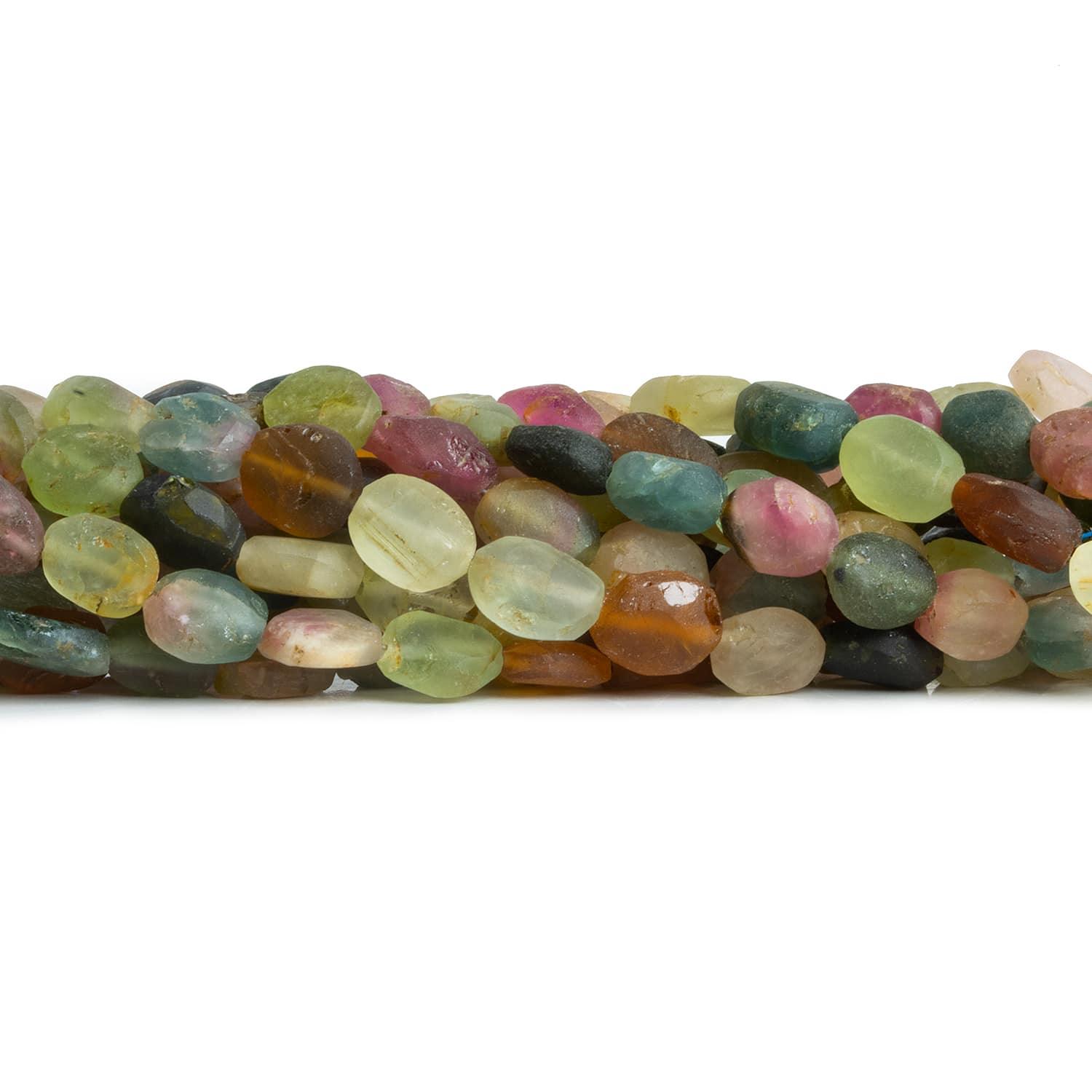 Matte Tourmaline Oval Beads 13 inch 45 pieces - The Bead Traders