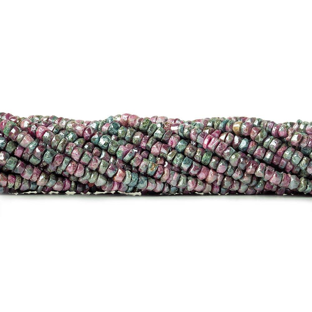 Metallic Ruby in Zoisite native faceted rondelles 3.5mm average 16 inch 190 beads - The Bead Traders