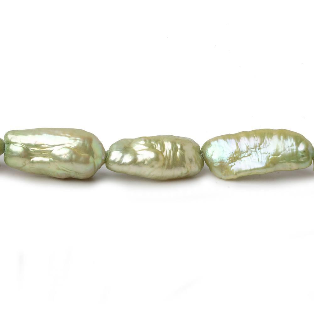Mint Green Freshwater Pearl Straight Drill Biwa - The Bead Traders