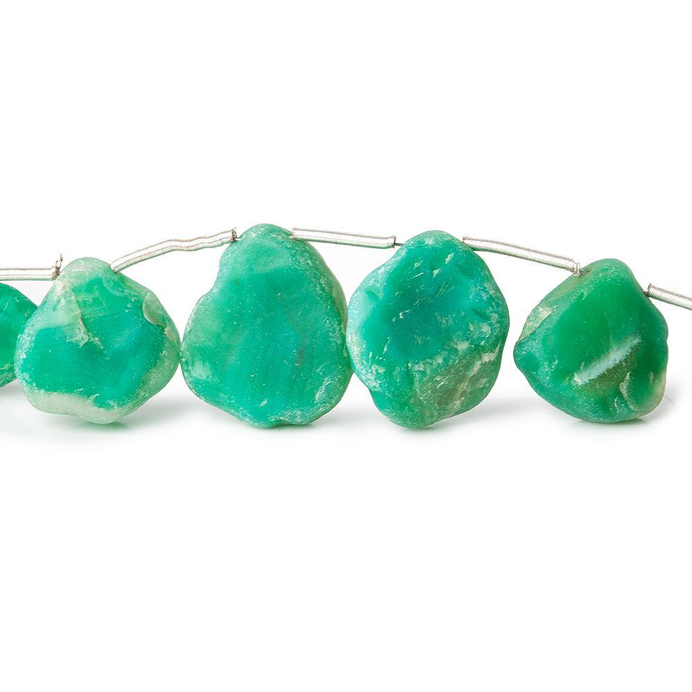 Minty Green Agate Tumbled Hammer Faceted Pear Beads 7 inch 11 pieces - The Bead Traders