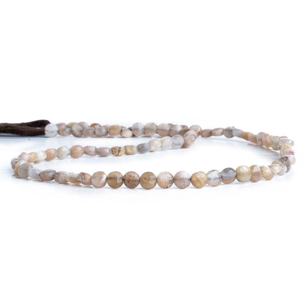 Moonstone checkerboard calibrated faceted coins 12 inch 85 pieces - The Bead Traders