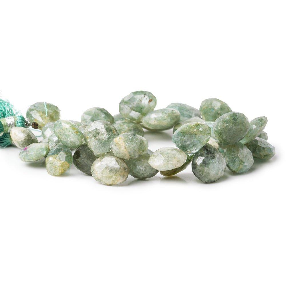Moss Aquamarine Faceted Heart Beads 8 inch 34 pieces - The Bead Traders