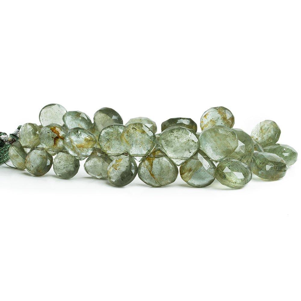 Moss Aquamarine Faceted Heart Beads 8 inch 40 pieces - The Bead Traders