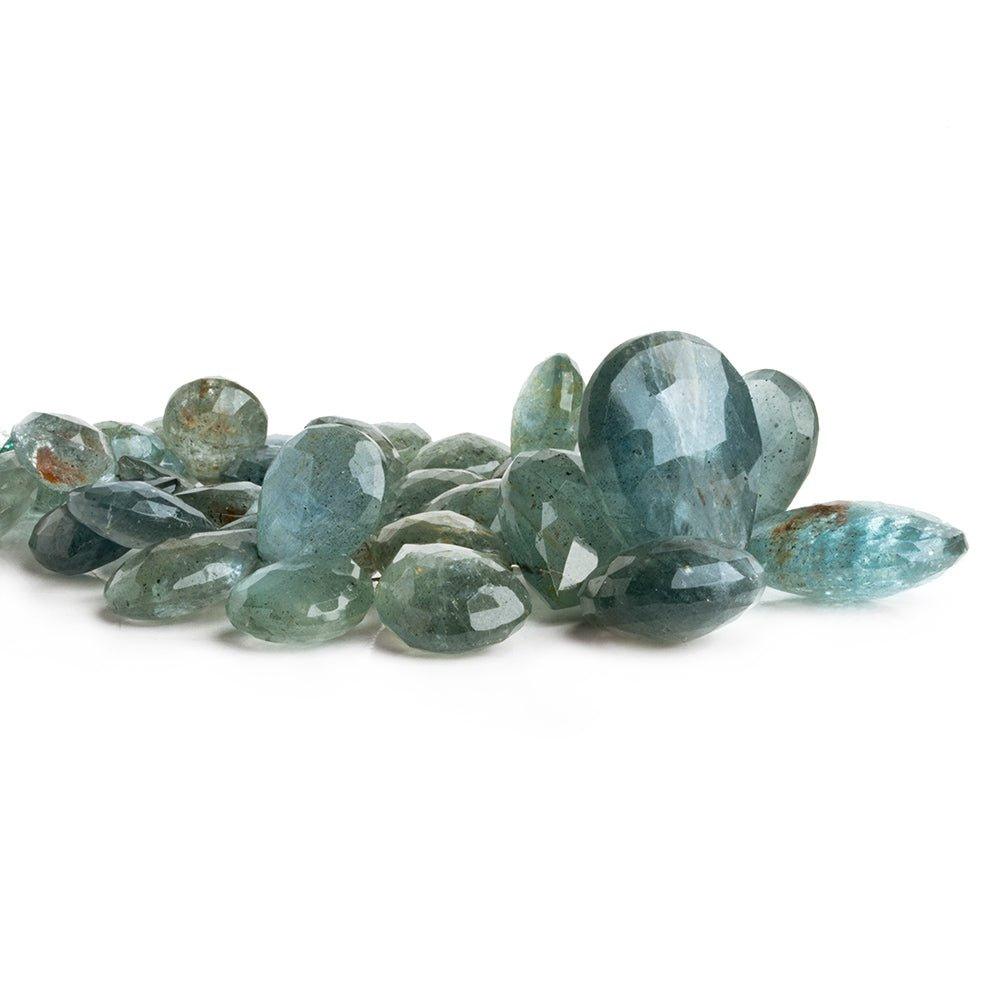 Moss Aquamarine Faceted Pear Beads 8 inch 35 pieces - The Bead Traders