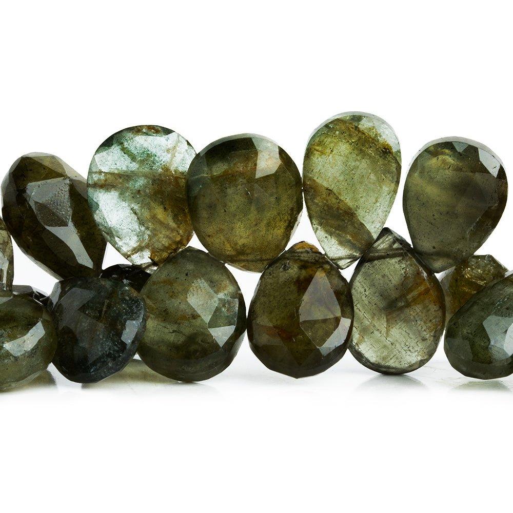Moss Aquamarine Faceted Pear Beads 8 inch 40 pieces - The Bead Traders