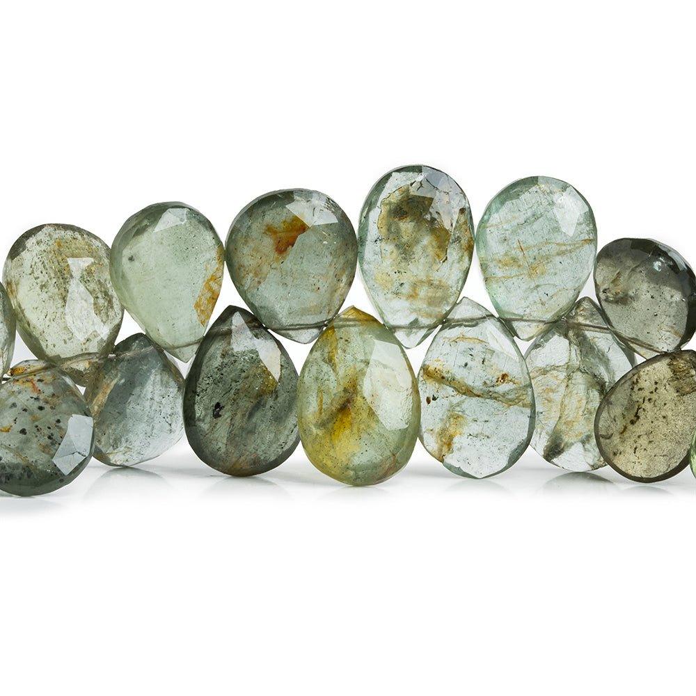 Moss Aquamarine Faceted Pear Beads 8 inch 43 pieces - The Bead Traders