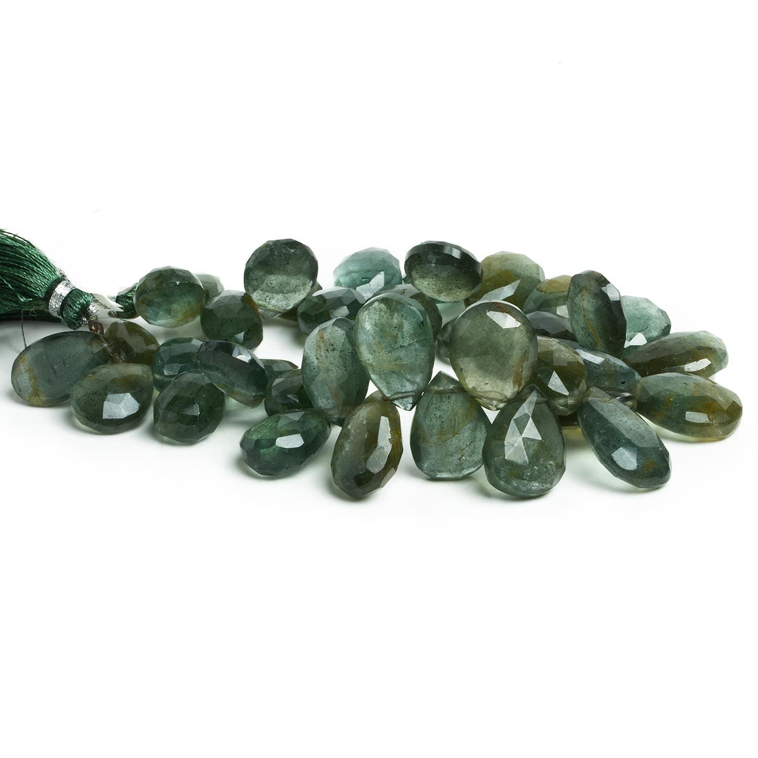 Moss Aquamarine Faceted Pears 8 inch 37 pieces - The Bead Traders