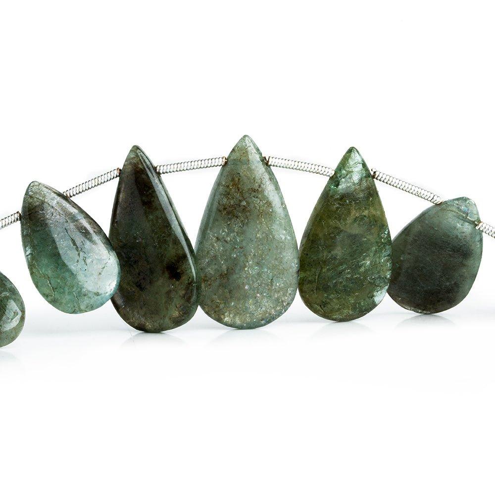 Moss Aquamarine Plain Pear Beads 8 inch 15 pieces - The Bead Traders