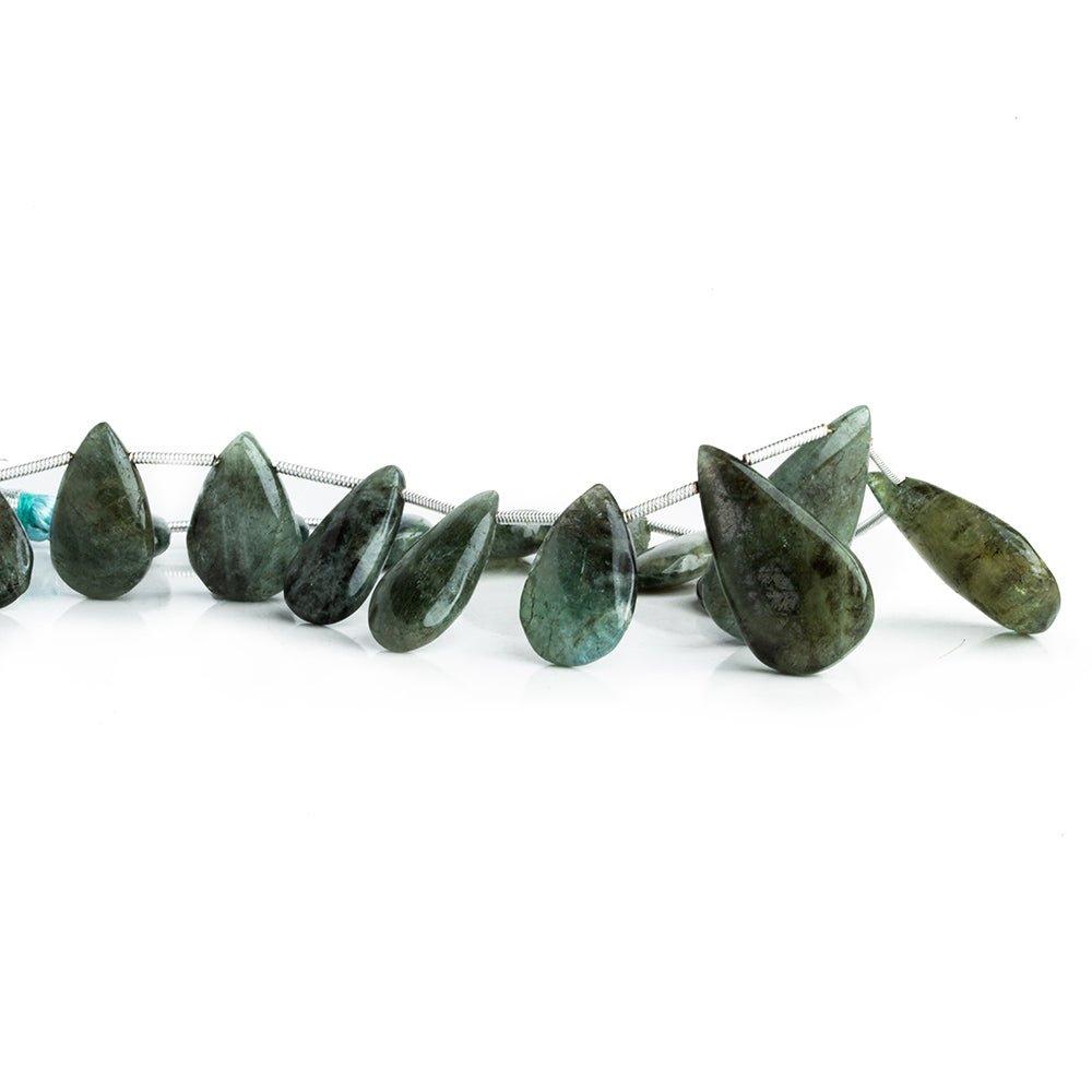 Moss Aquamarine Plain Pear Beads 8 inch 15 pieces - The Bead Traders