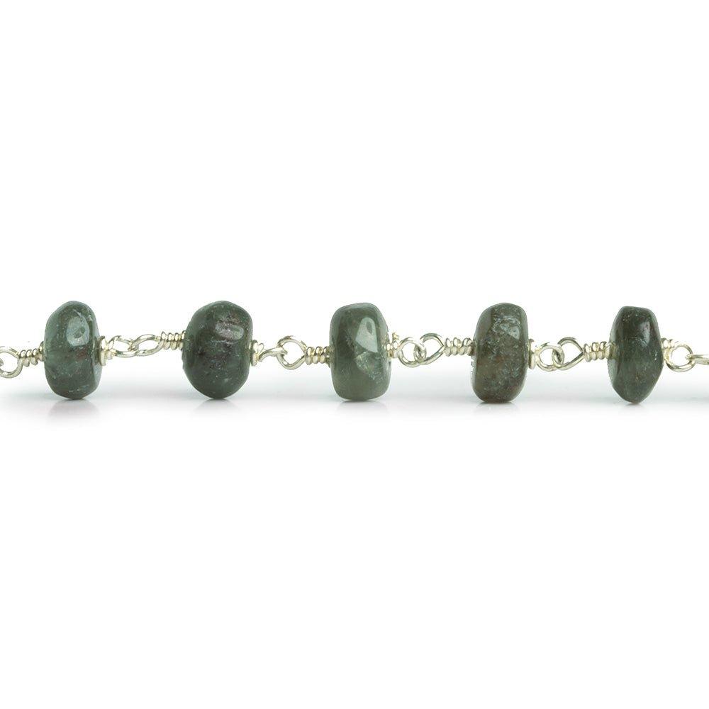 Moss Aquamarine Plain Rondelle Silver Chain 32 pieces - The Bead Traders