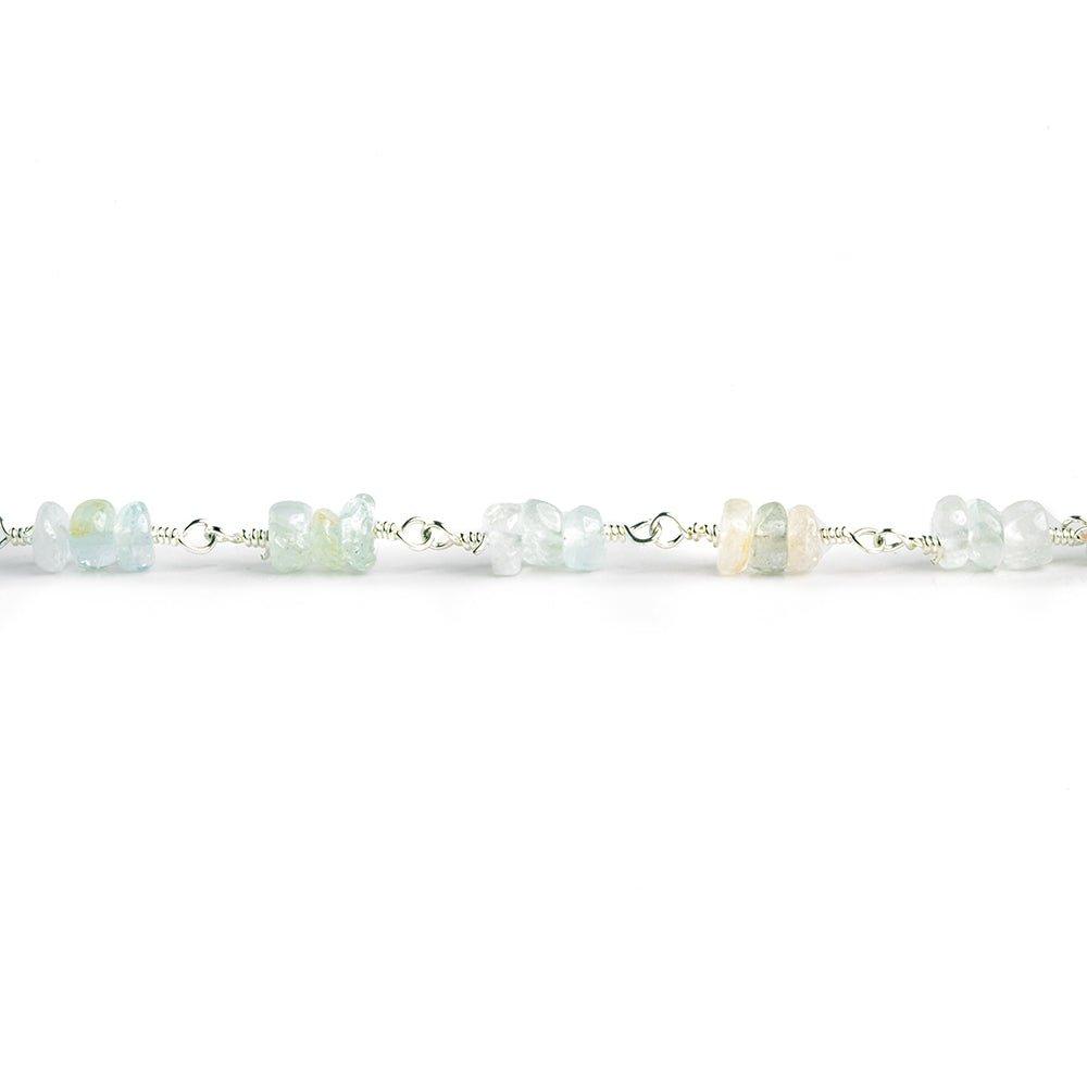 Multi Beryl Rondelle Trio Silver Plated Chain by the Foot 72 pieces - The Bead Traders