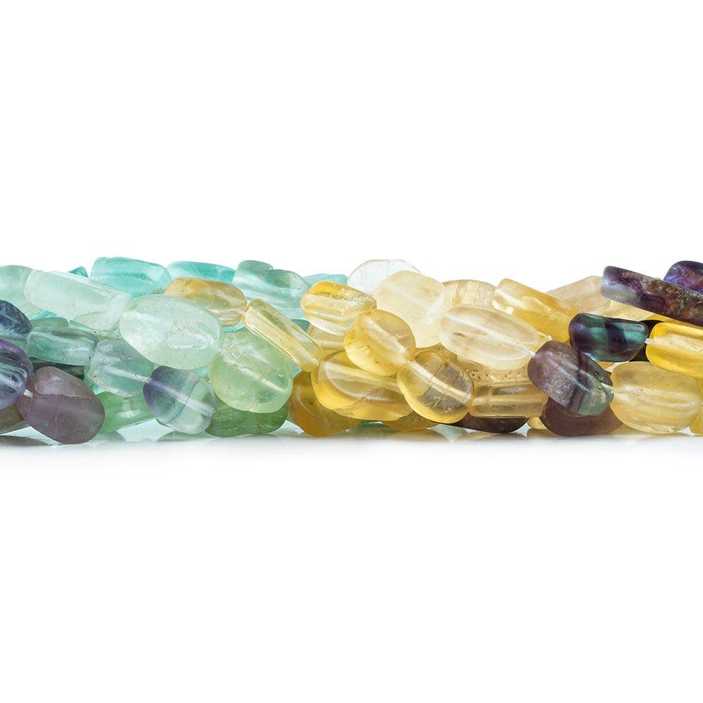 Multi Color Banded Fluorite Plain Oval Beads 14 inch 34 pieces - The Bead Traders