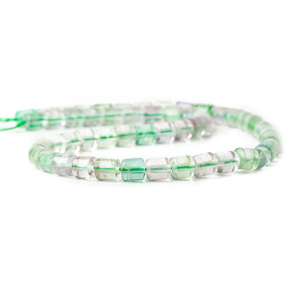 Multi Color Banded Fluorite Plain Tube Beads, 14", 6-7mm diameter, 40 pieces - The Bead Traders
