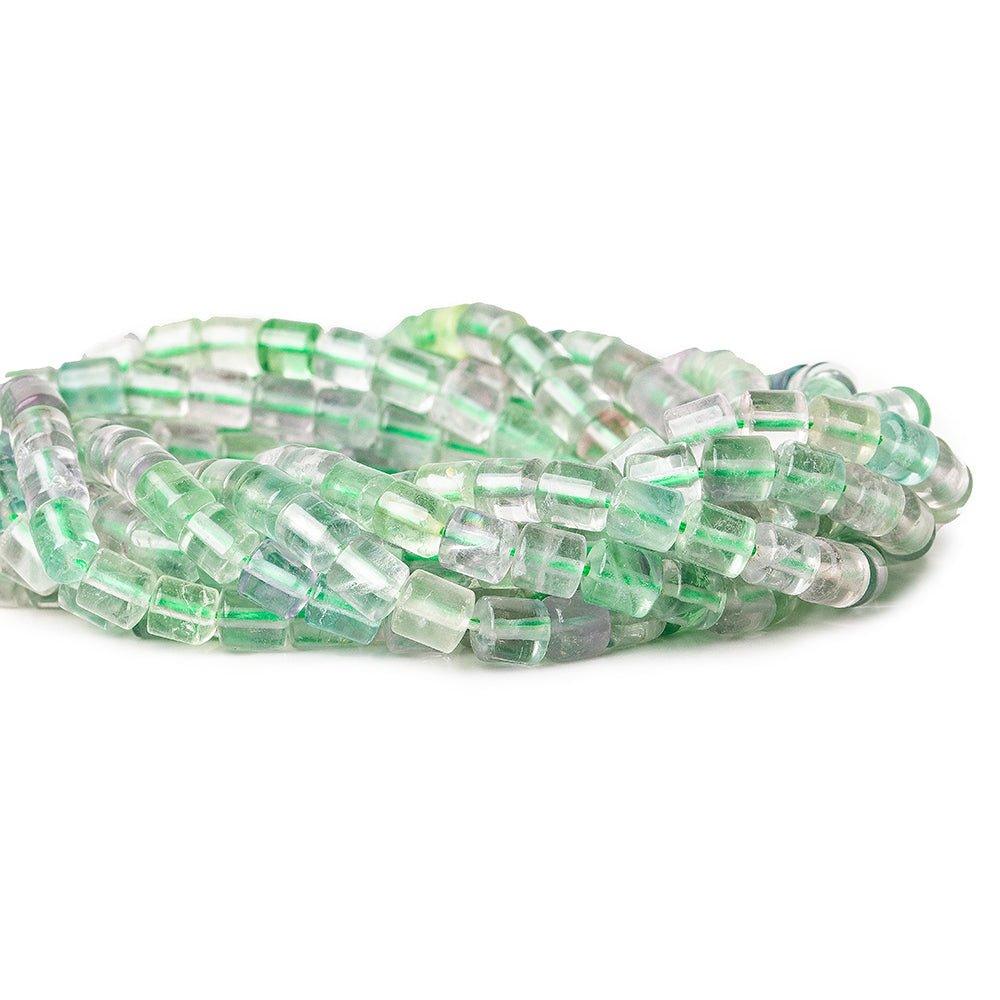 Multi Color Banded Fluorite Plain Tube Beads, 14", 6-7mm diameter, 40 pieces - The Bead Traders