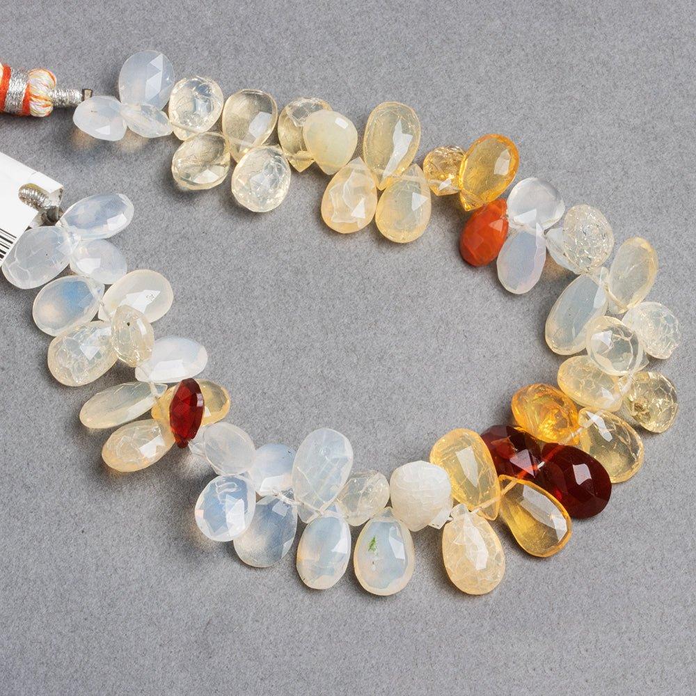 Multi Color Fire Opal Faceted Pear Beads 7 inch 55 pieces - The Bead Traders