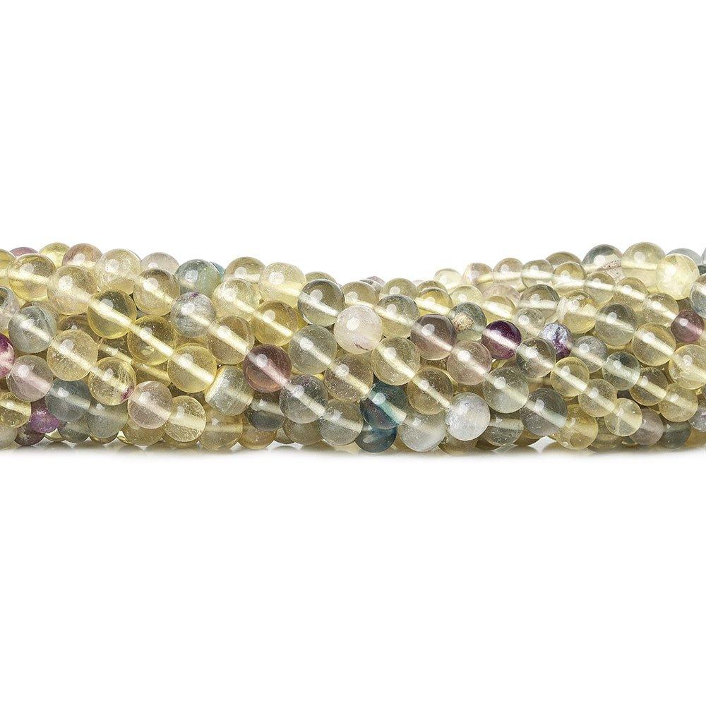 Multi-Color Fluorite Beads Plain 5mm Rounds, 14" length, 65 pcs - The Bead Traders