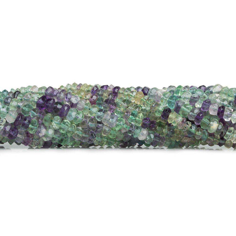 Multi Color Fluorite Handcut Faceted Rondelles 12 inch 135 beads - The Bead Traders