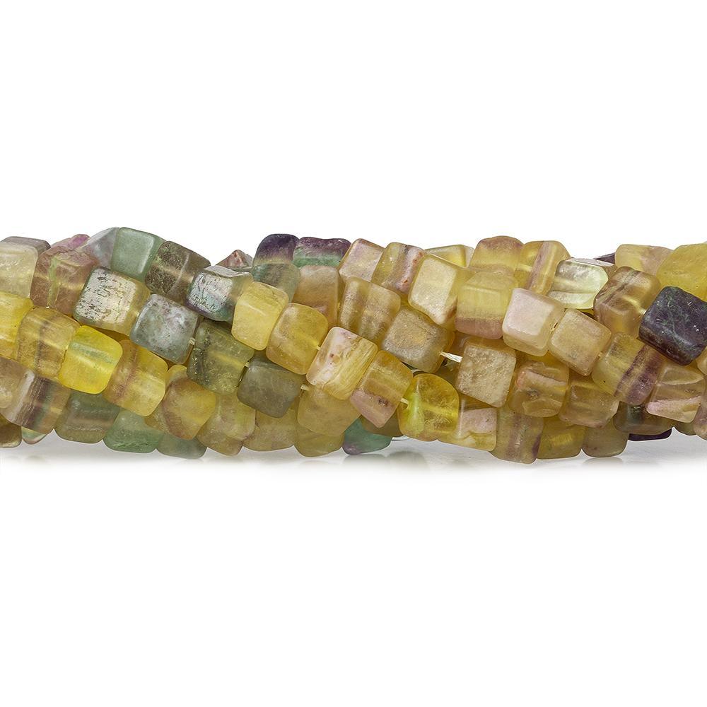 Multi Color Fluorite irregular plain cube beads 13 inch 55 pieces - The Bead Traders