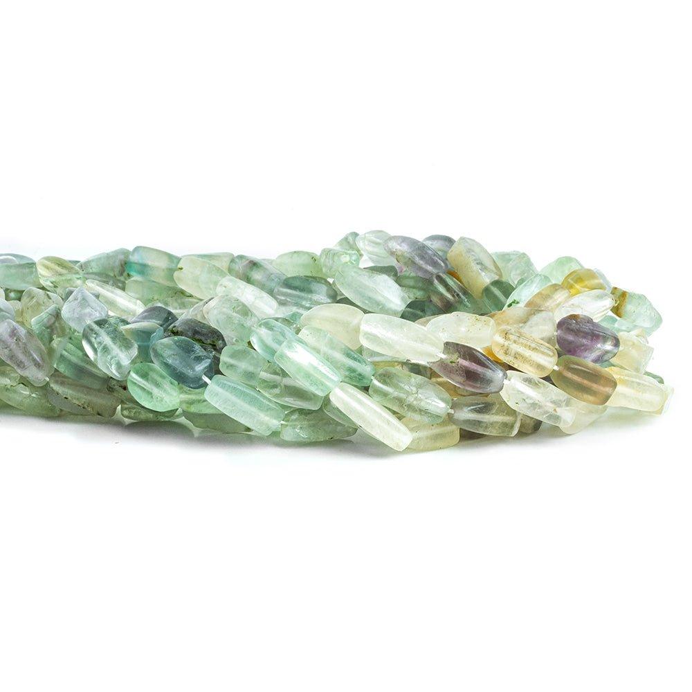 Multi Color Fluorite plain rectangular straight drilled beads 13 inch 24 pieces - The Bead Traders