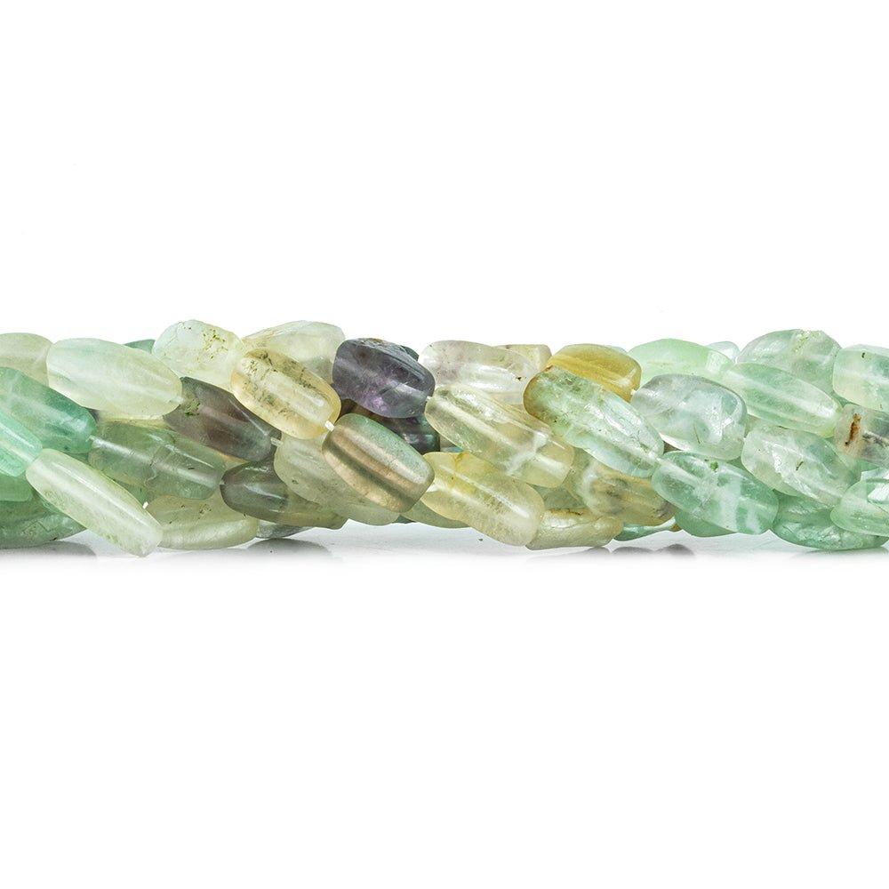 Multi Color Fluorite plain rectangular straight drilled beads 13 inch 24 pieces - The Bead Traders