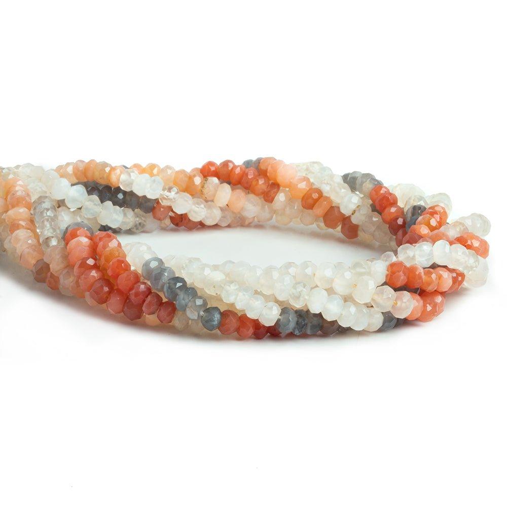 Multi Color Moonstone Faceted Rondelle Beads 15 inch 140 pieces - The Bead Traders