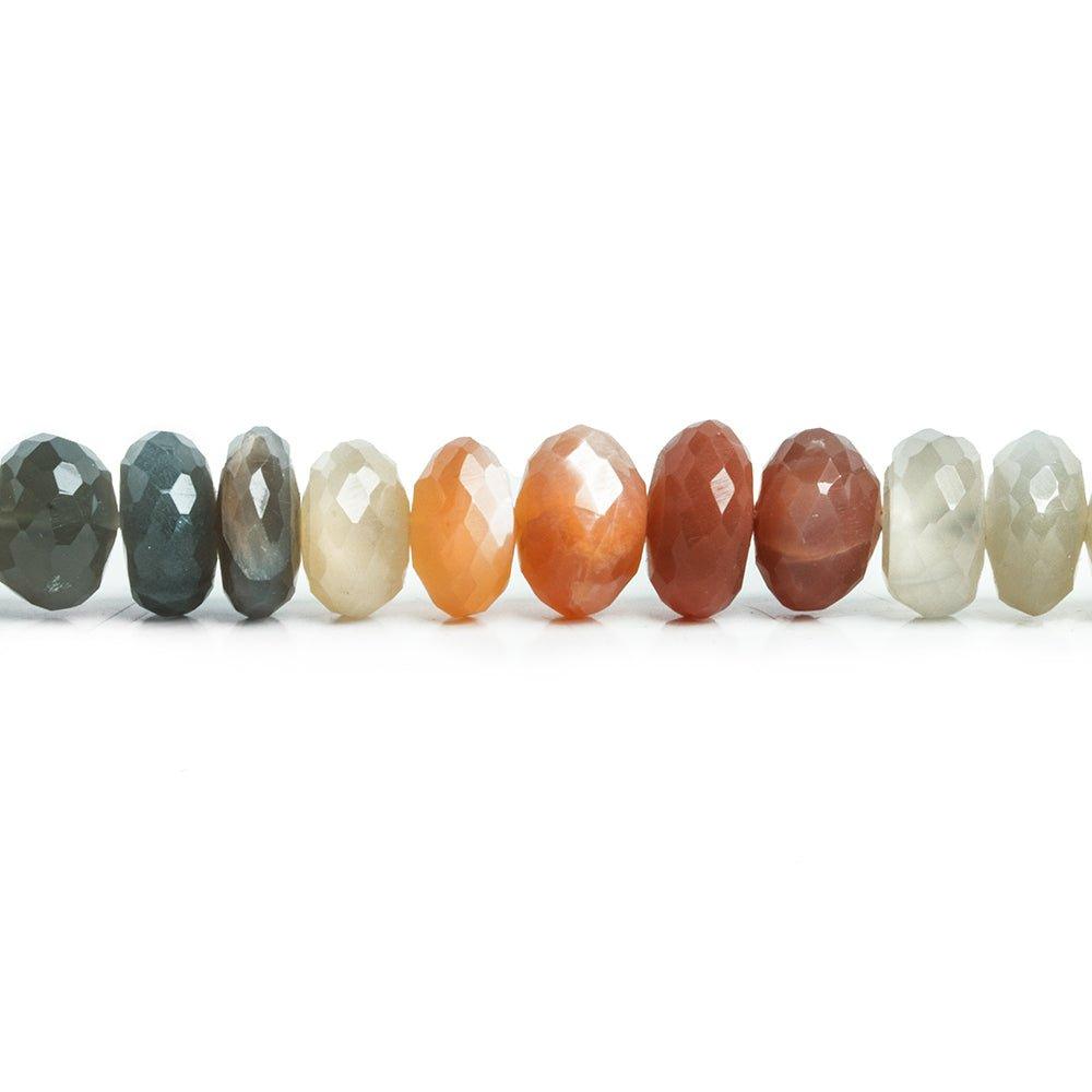 Multi Color Moonstone Faceted Rondelle Beads 15 inch 60 pieces - The Bead Traders