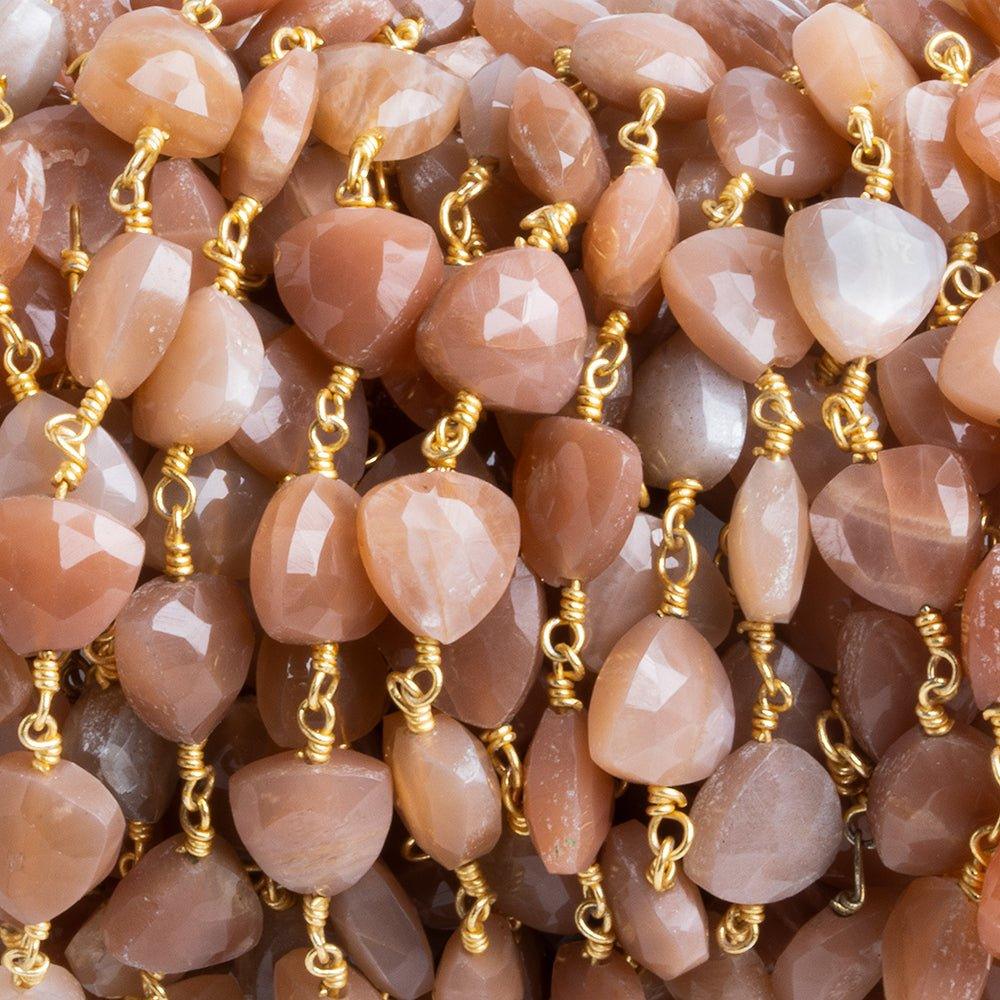 Multi Color Moonstone Faceted Trillion Gold Plated Chain by the Foot 23 pieces - The Bead Traders
