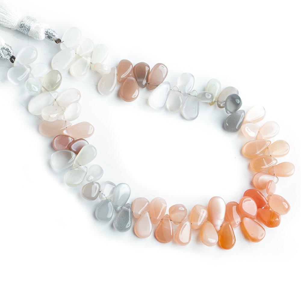 Multi Color Moonstone Plain Pear Beads 8 inch 65 pieces - The Bead Traders