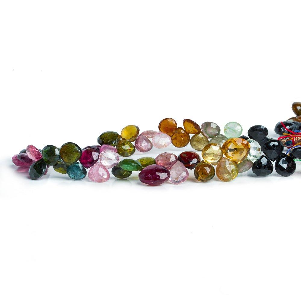Multi Color Tourmaline Faceted Heart Beads 7 inch 50 pieces - The Bead Traders