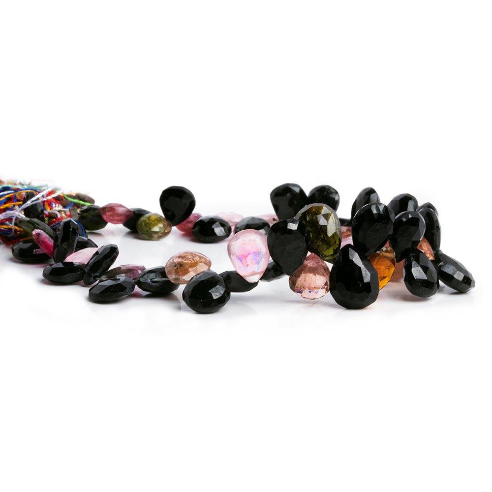 Multi Color Tourmaline Faceted Pear Beads 7 inch 50 pieces - The Bead Traders