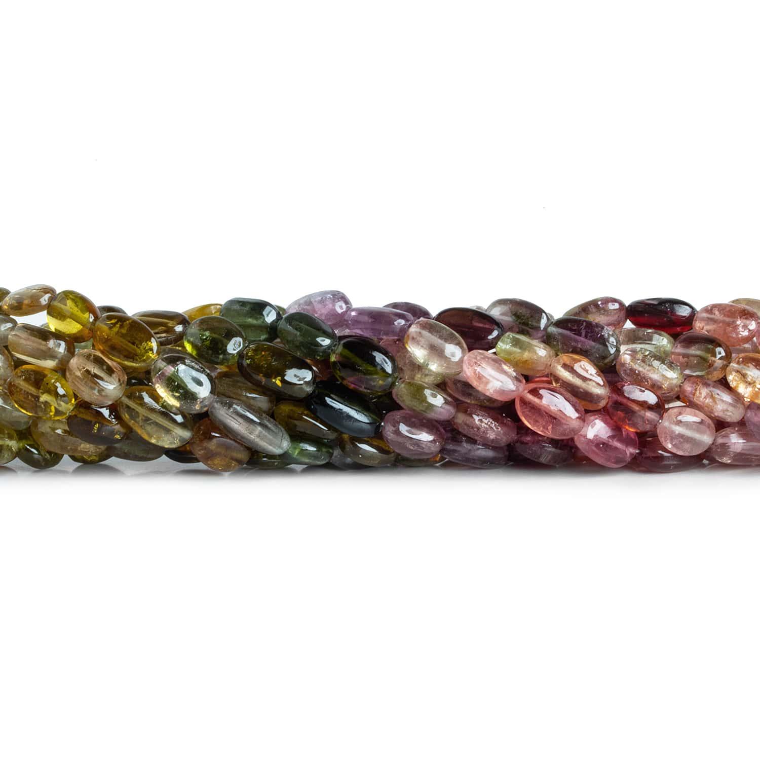 Multi Color Tourmaline Plain Ovals 13 inch 45 beads - The Bead Traders