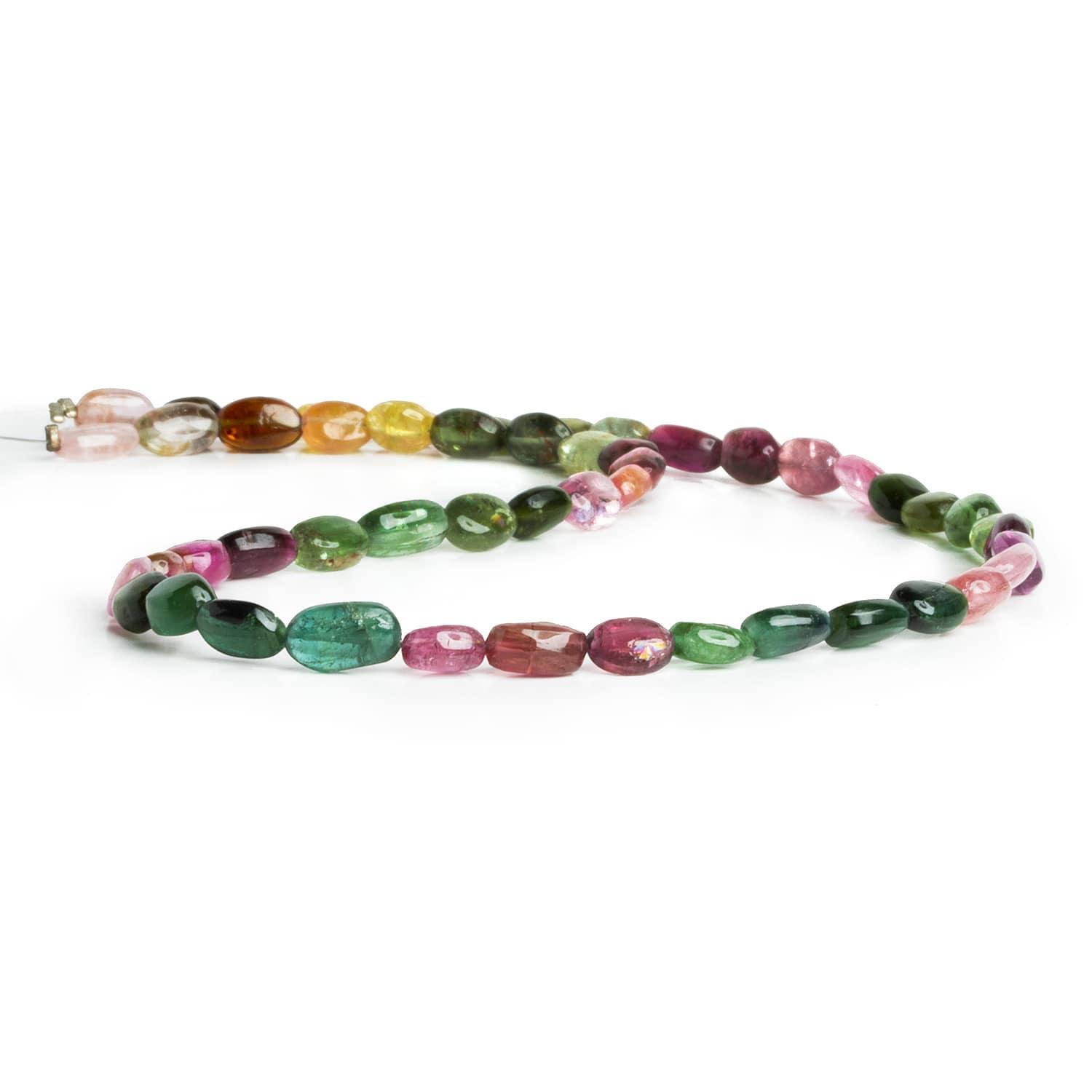 Multi Color Tourmaline Plain Ovals 15 inch 45 beads - The Bead Traders