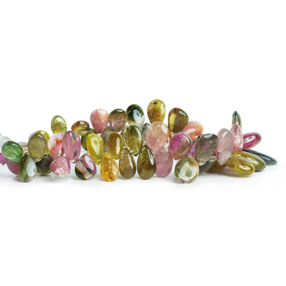 Multi Color Tourmaline Plain Pear Beads 7.5 inch 60 pcs - The Bead Traders