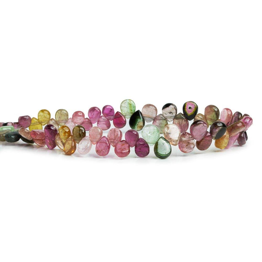 Multi Color Tourmaline Plain Pear Beads 8 inch 65 pcs - The Bead Traders