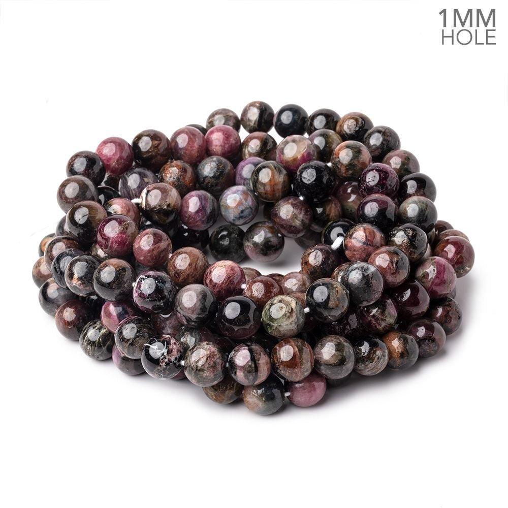 Multi Color Tourmaline Plain Round Beads 18 inch 45 pieces - The Bead Traders