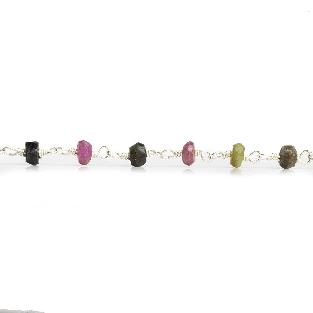 Multi Color Tourmaline Silver Chain - Lot of 24 feet - The Bead Traders