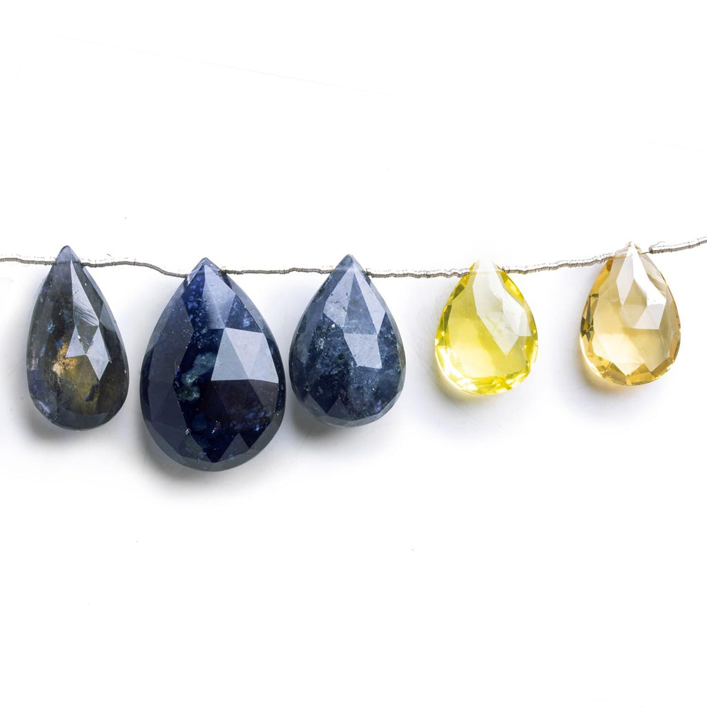 Multi Gemstone Faceted Pears 8 inch 11 beads - The Bead Traders